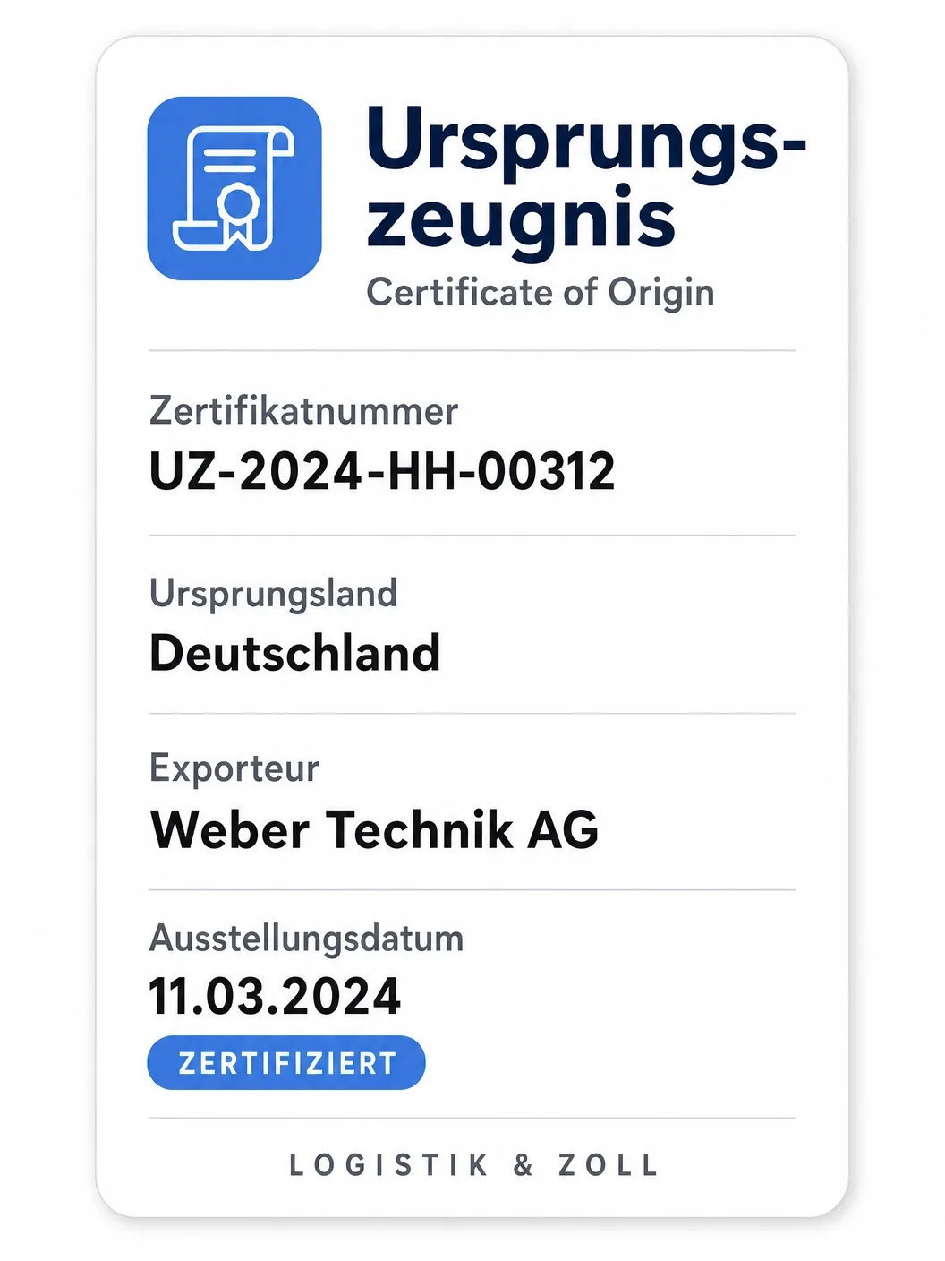 Ursprungszeugnis