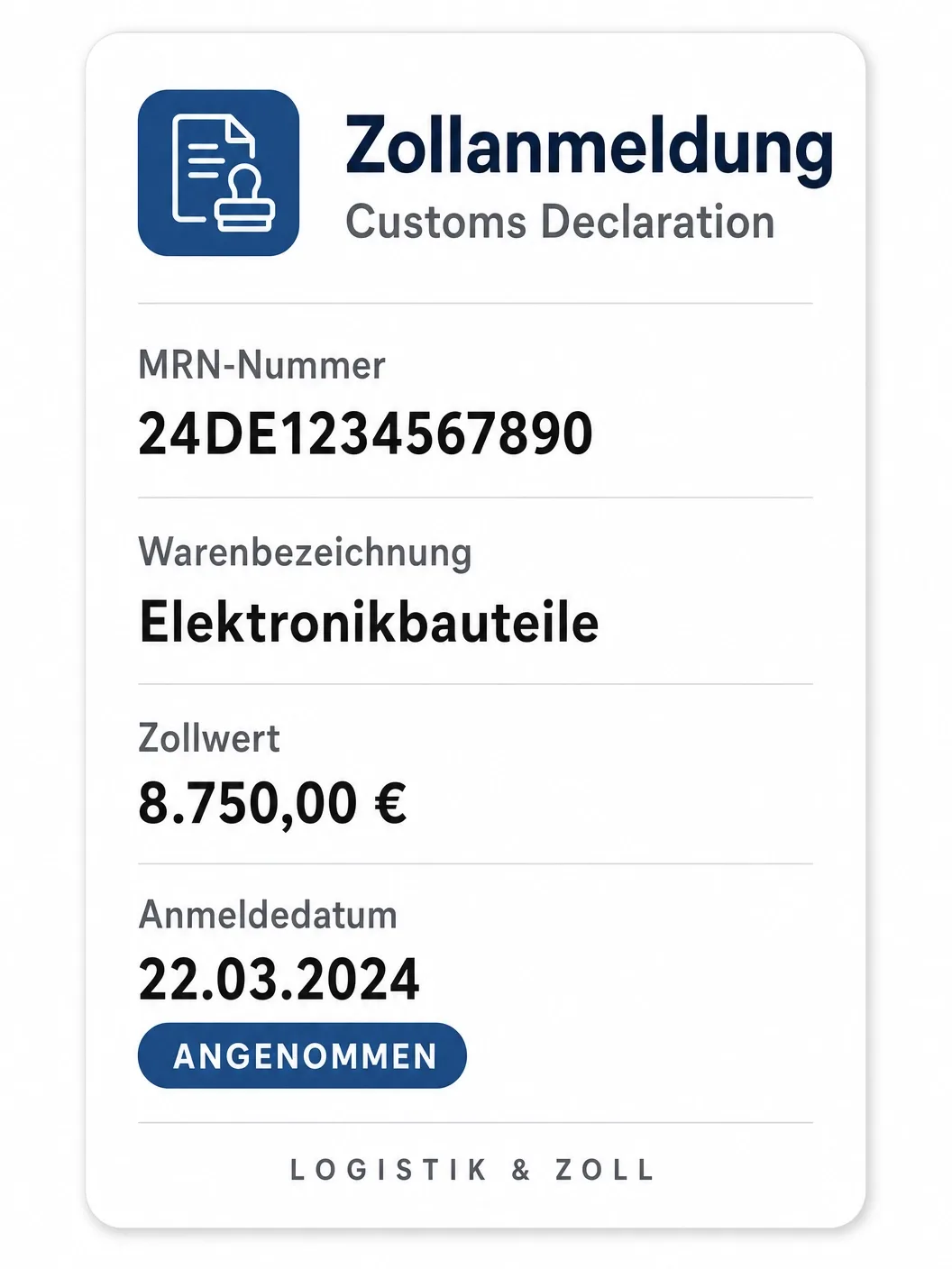 Zollanmeldung