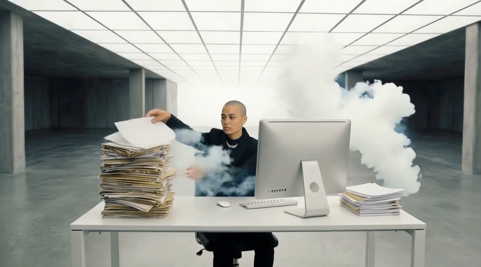 Ungeordnete Dokumentenstapel als Symbol für manuellen Verwaltungsaufwand